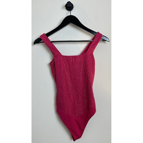 GOOD AMERICAN Crystal Modern Tank Bodysuit In Love Potion007 Size Small - Picture 3 of 8